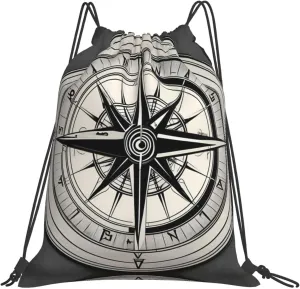 Law of the Compass Navigation 1 print Casual drawstring backpack fitness bag, fashionable, fit for sports travel and daily use