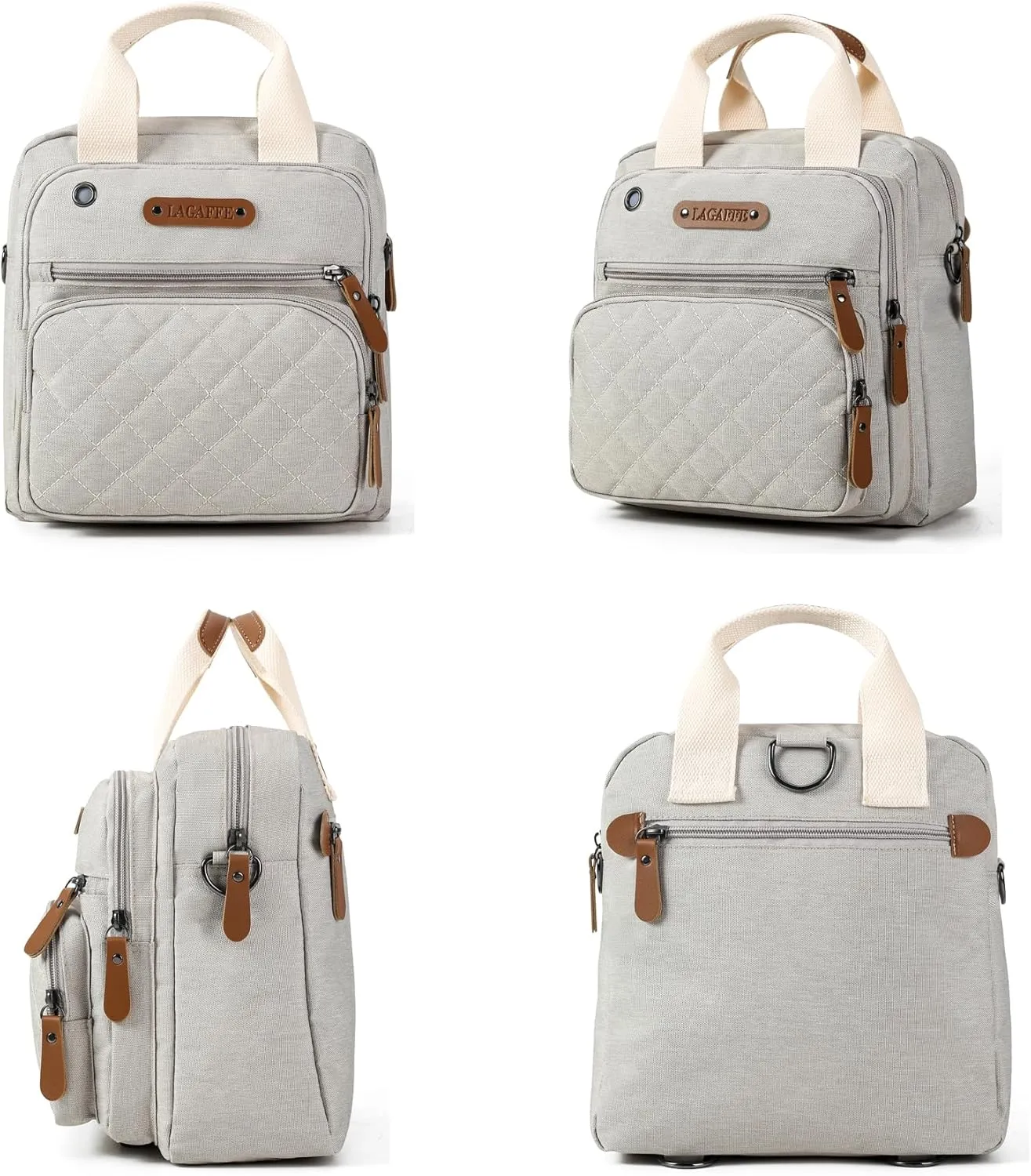 LCY Mini Multi-function Diaper Bag Tote Messenger Backpack-Grey