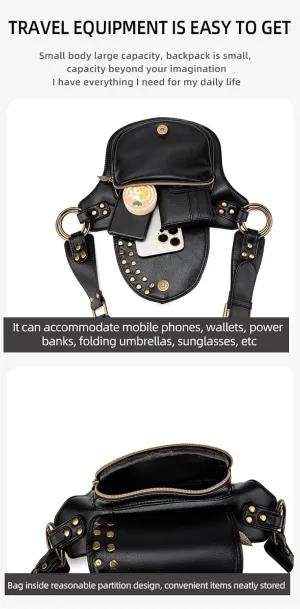 Leaf Design Festival Waist Bag for Hiking and Travel, PU Leather Crossbody Belt Bag for Women and Men, Adjustable Steampunk Fanny Pack for Outdoor Adventures, Green