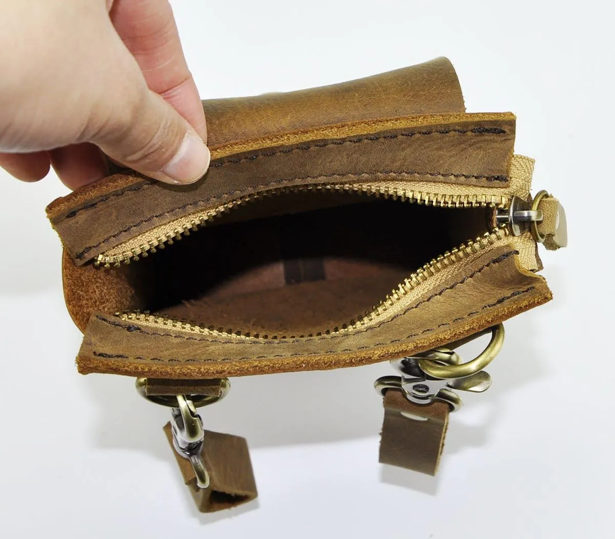 Le'aokuu Mens Genuine Leather Fanny Messenger Shoulder Satchel Waist Bag Pack
