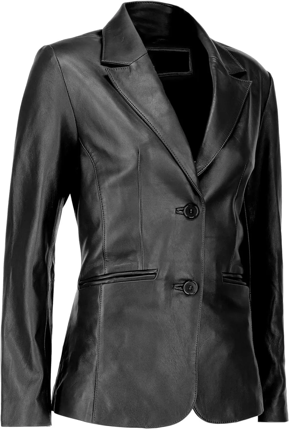 Leather Blazers for Women 2-Button Lambskin Leather Blazer Women Real Lambskin Leather Women Blazer Business Coat