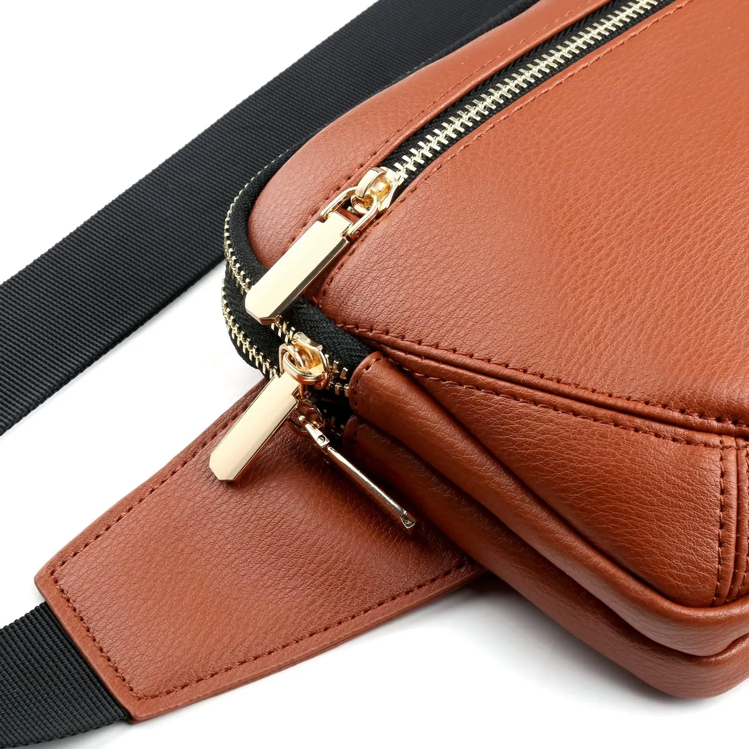 Leather Fanny Packs for Women Fashionable Plus Size Black Fanny Pack for Men Cute Crossbody Bags Belt Bag Waist Pack With Large Capacity Casual Hip Bum Bag for Disney Travel Running Hiking Pink Brown