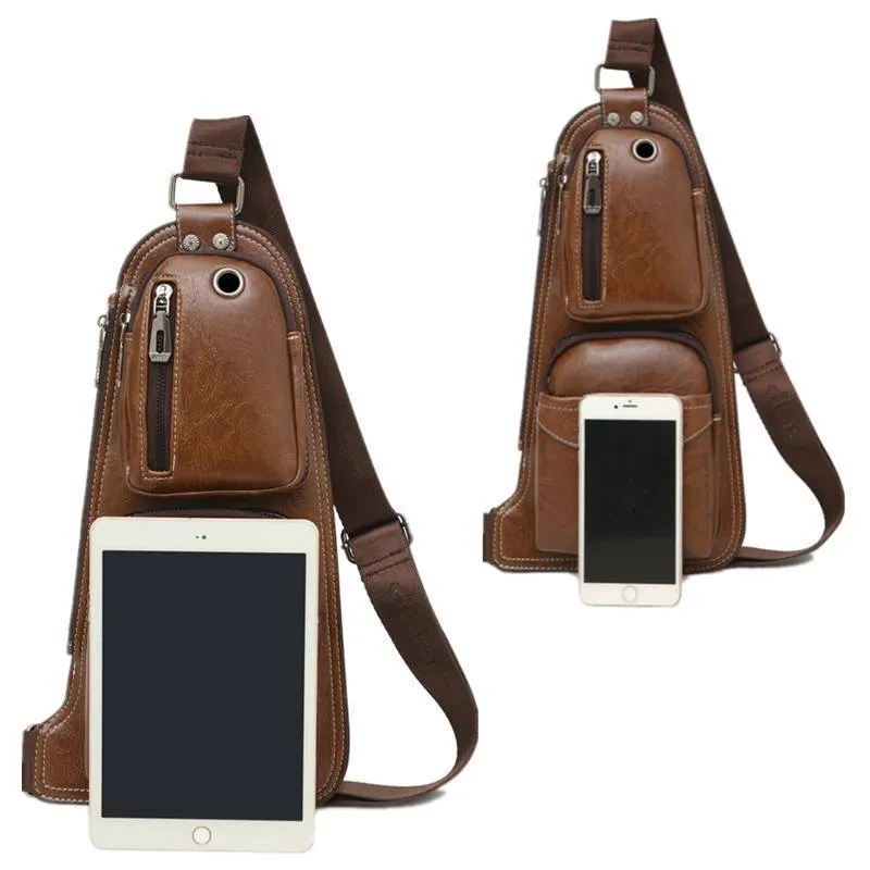 Leather Sling Chest Crossbody Bags