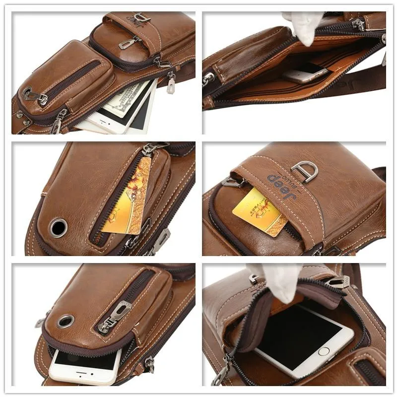 Leather Sling Chest Crossbody Bags