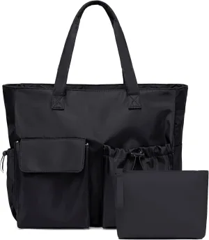 LEDAOU Beach Bag for Women Waterproof Sandproof Tote Bag Pool Bag with Zipper for Gym Shopping Travel with Wet Pocket