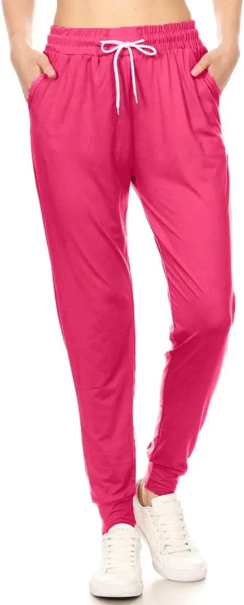 Leggings Depot Women's Jogger Track Cuff Sweatpants with Pockets for Yoga, Workout