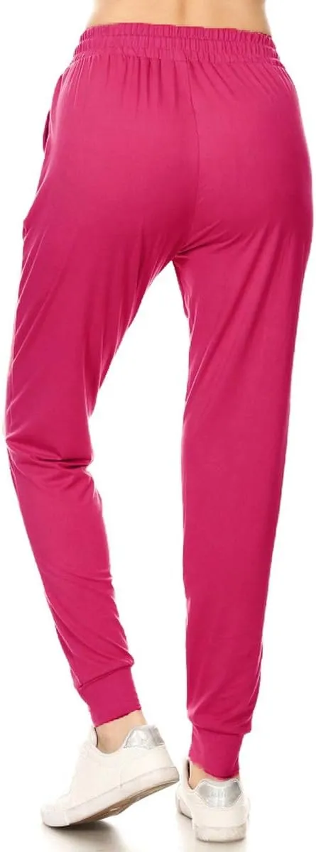 Leggings Depot Women's Jogger Track Cuff Sweatpants with Pockets for Yoga, Workout