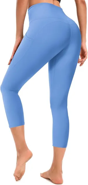 Leggings for Women, Upgraded High Waist Capri Yoga Leggings Workout Running Tummy with Pockets for Women