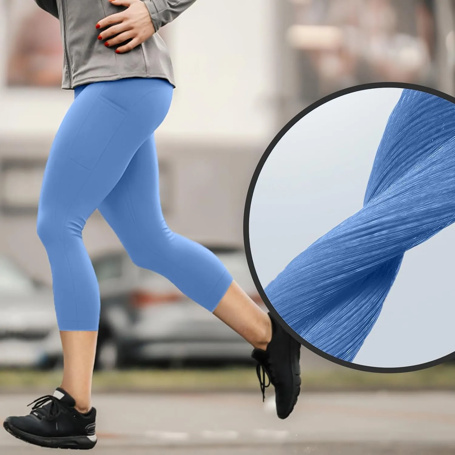 Leggings for Women, Upgraded High Waist Capri Yoga Leggings Workout Running Tummy with Pockets for Women