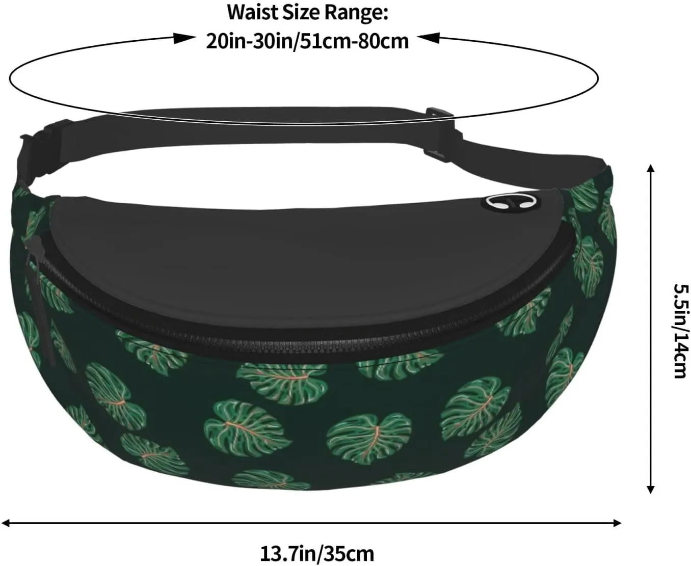 Leisure Sports Crossbody Bag Running Casual Hands-Free Wallets Waist Pack for Man Woman Father's Day for Dad Round Green Leaf