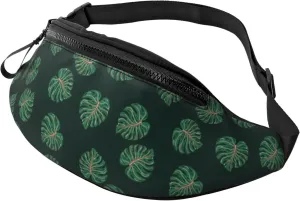 Leisure Sports Crossbody Bag Running Casual Hands-Free Wallets Waist Pack for Man Woman Father's Day for Dad Round Green Leaf