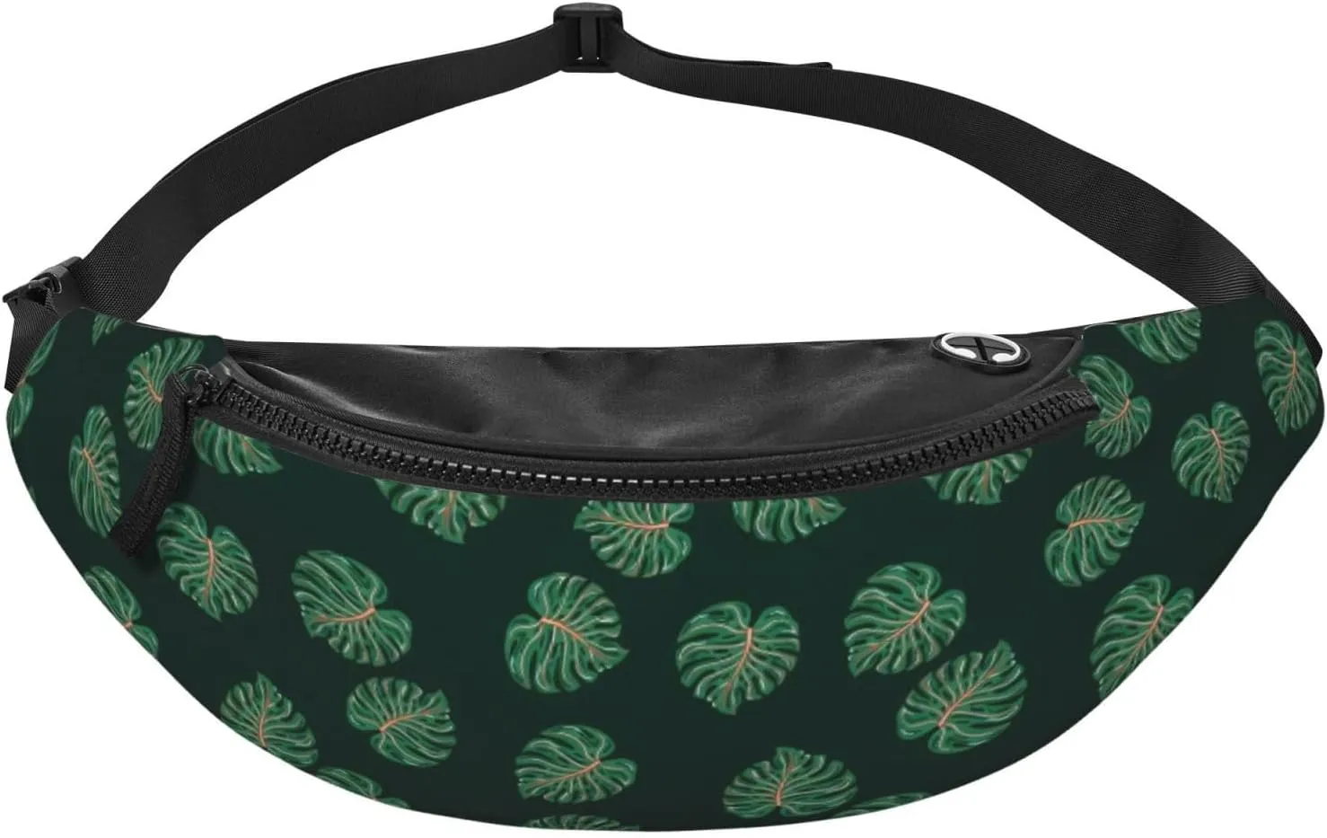 Leisure Sports Crossbody Bag Running Casual Hands-Free Wallets Waist Pack for Man Woman Father's Day for Dad Round Green Leaf