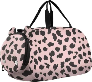 Leopard Print Small Gym Bag with Shoes Compartment Large Capacity Kids Overnight Bag for Travel, Sports, Fitness & Workout
