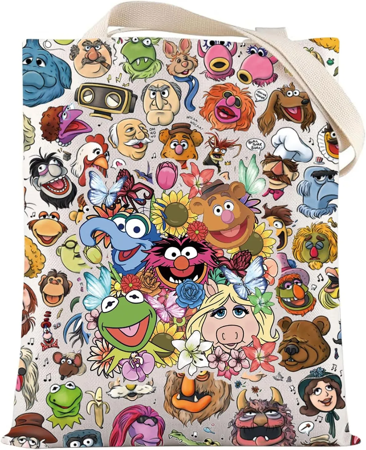LEVLO Bear & Frog Tote Bag Cartoon Pig Fans Gift Cartoon Animal Shoulder Bag Bear & Frog Movie Merch