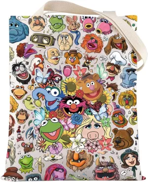 LEVLO Bear & Frog Tote Bag Cartoon Pig Fans Gift Cartoon Animal Shoulder Bag Bear & Frog Movie Merch
