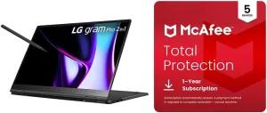 LG gram Pro 2-in-1 16-Inch Laptop (Intel Core Ultra 7, 16GB RAM, 1TB SSD)   McAfee Total Protection 5-Device Security Software 1-Year Subscription