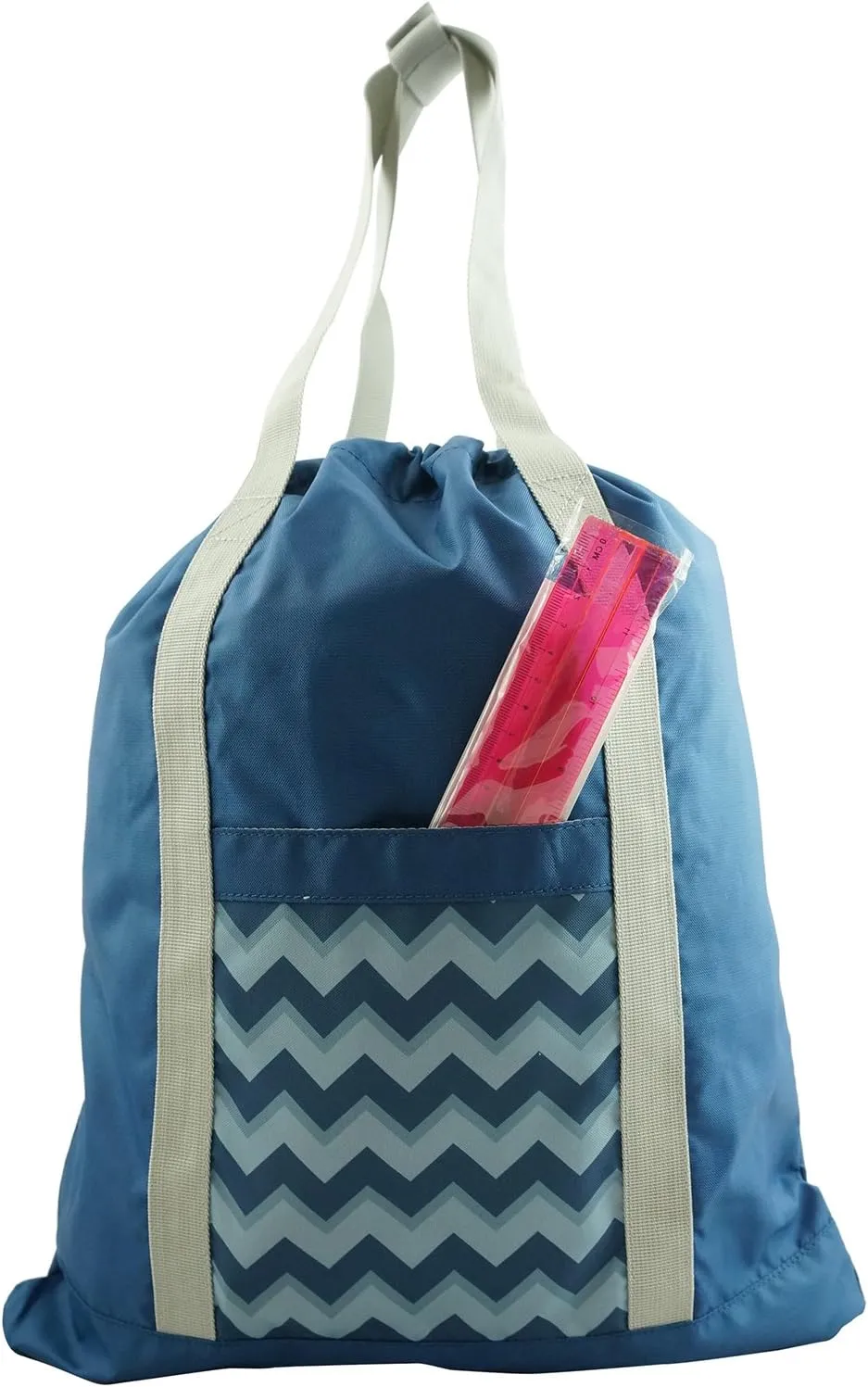 Lightweight Drawstring Backpack Convertible Tote Bag Grocery Shopping Tote Quality Shoulder Gym Bag Blue