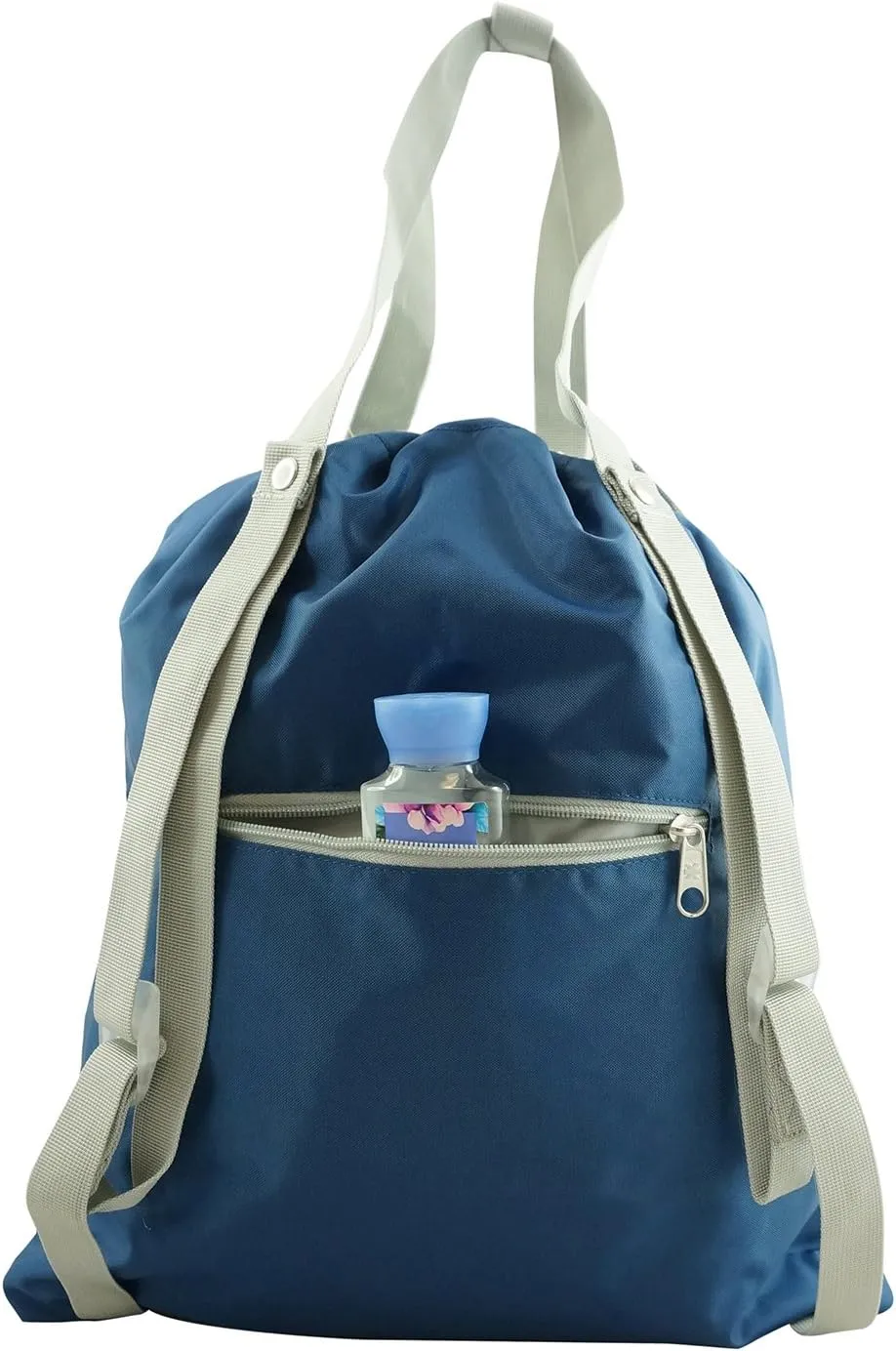 Lightweight Drawstring Backpack Convertible Tote Bag Grocery Shopping Tote Quality Shoulder Gym Bag Blue