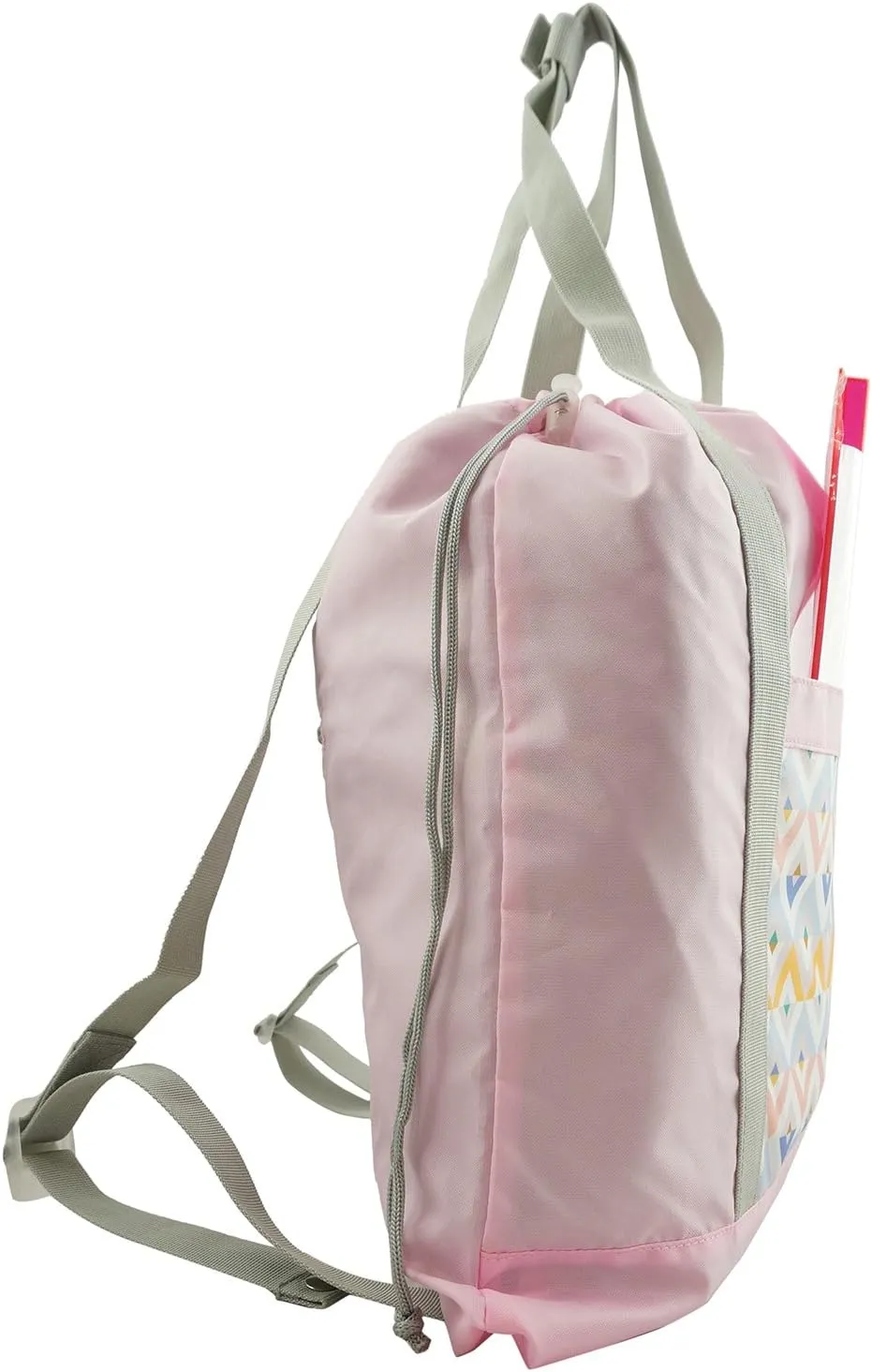 Lightweight Drawstring Backpack Tote Bag 2-in-1 Convertible Reuseable Grocery Shopping Tote Bag Quality Reversible Gym Bag Pattern Pink