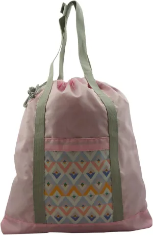 Lightweight Drawstring Backpack Tote Bag 2-in-1 Convertible Reuseable Grocery Shopping Tote Bag Quality Reversible Gym Bag Pattern Pink