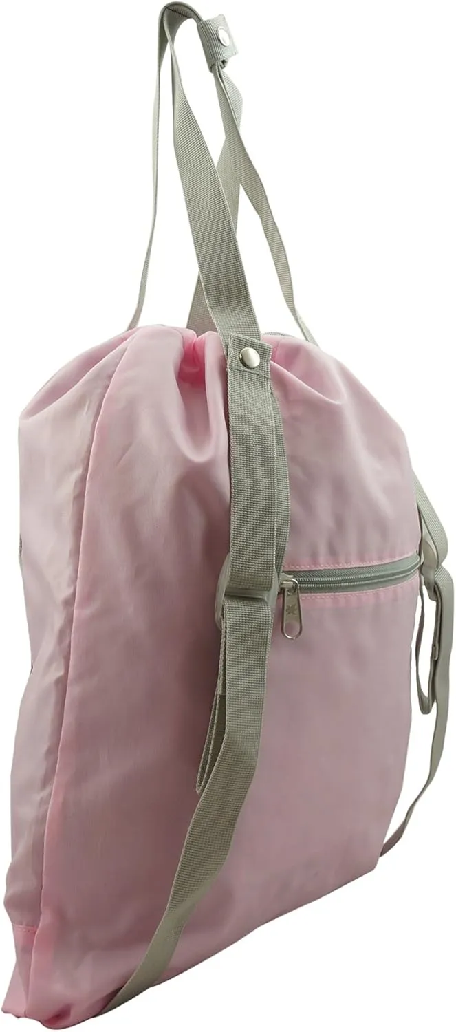 Lightweight Drawstring Backpack Tote Bag 2-in-1 Convertible Reuseable Grocery Shopping Tote Bag Quality Reversible Gym Bag Pattern Pink
