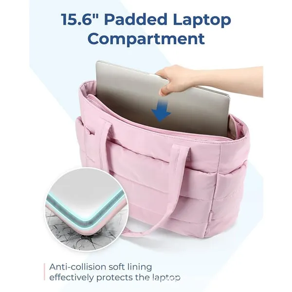 💜Limited Sale 50% OFF 👜Women's Waterproof Bubble Bag 20L Fluffy Tote Bag Quilted Laptop Shoulder Handbag