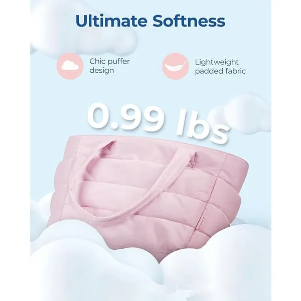 💜Limited Sale 50% OFF 👜Women's Waterproof Bubble Bag 20L Fluffy Tote Bag Quilted Laptop Shoulder Handbag