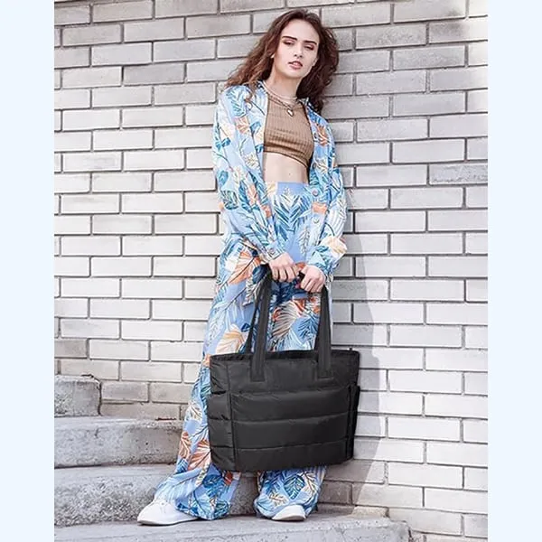 💜Limited Sale 50% OFF 👜Women's Waterproof Bubble Bag 20L Fluffy Tote Bag Quilted Laptop Shoulder Handbag