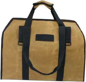 Log Carrier Firewood Holder Bag Waxed Waterproof Canvas Padded Strap for Easy Outdoor Transport