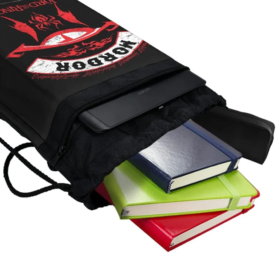 LOGOVISION Lord of The Rings Mordor Drawstring Backpack Sports Bag Sackpack 17" x 13", Perfect for Gym, Yoga or Practice