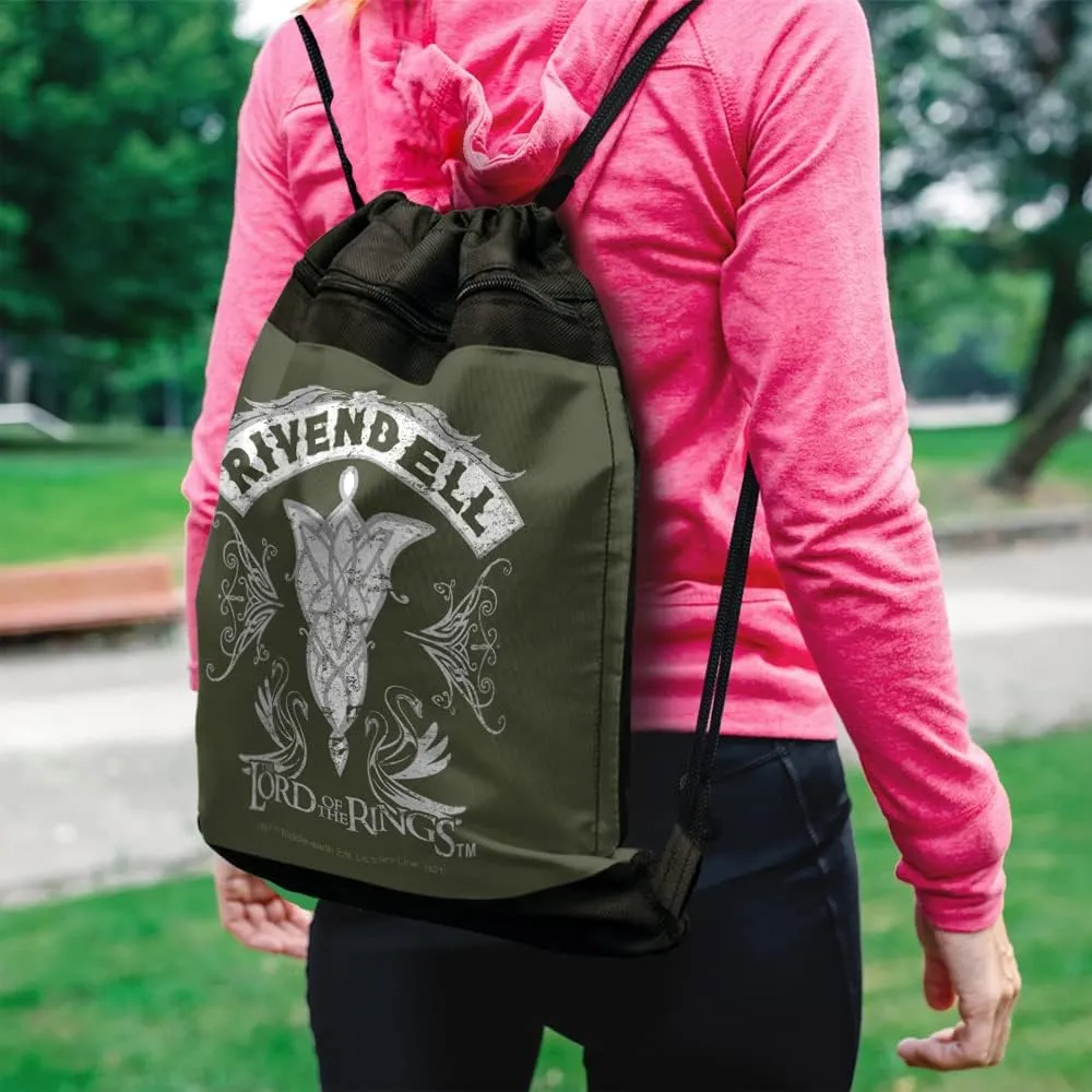 LOGOVISION Lord of The Rings Rivendell Drawstring Backpack Sports Bag Sackpack 17" x 13", Perfect for Gym, Yoga or Practice
