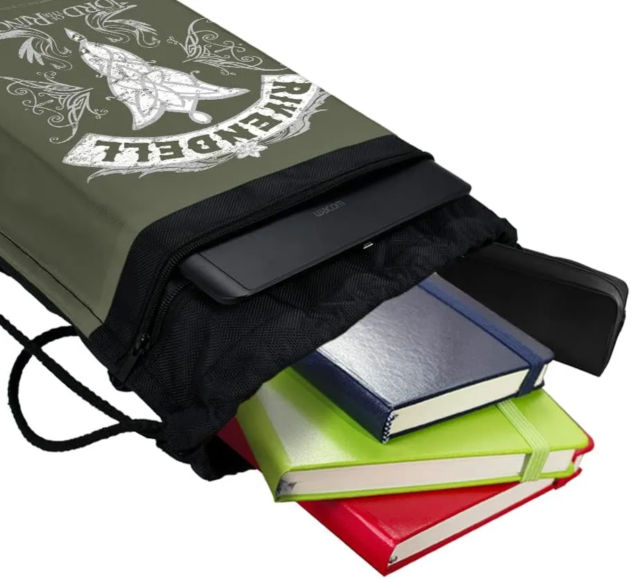 LOGOVISION Lord of The Rings Rivendell Drawstring Backpack Sports Bag Sackpack 17" x 13", Perfect for Gym, Yoga or Practice