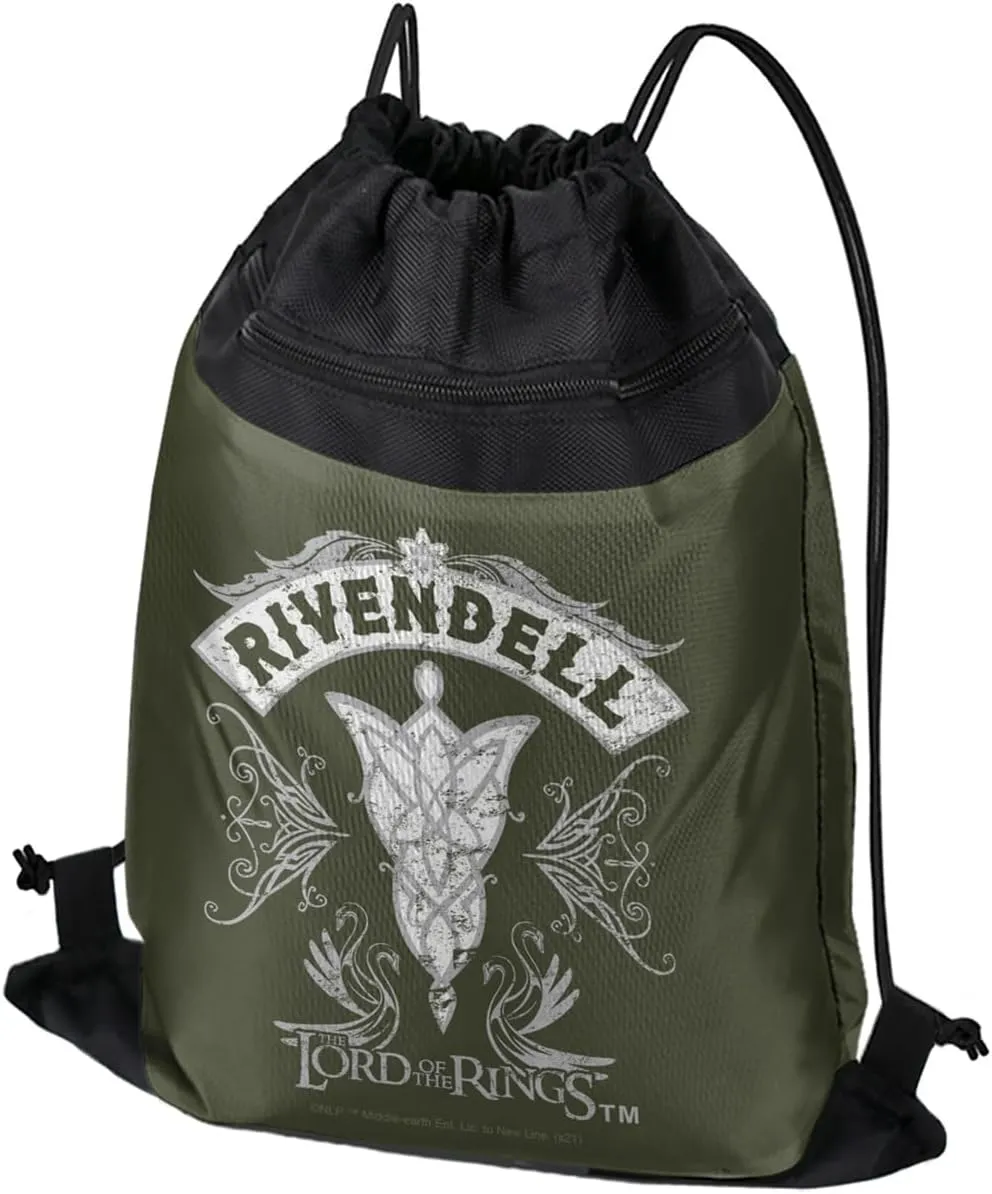 LOGOVISION Lord of The Rings Rivendell Drawstring Backpack Sports Bag Sackpack 17" x 13", Perfect for Gym, Yoga or Practice