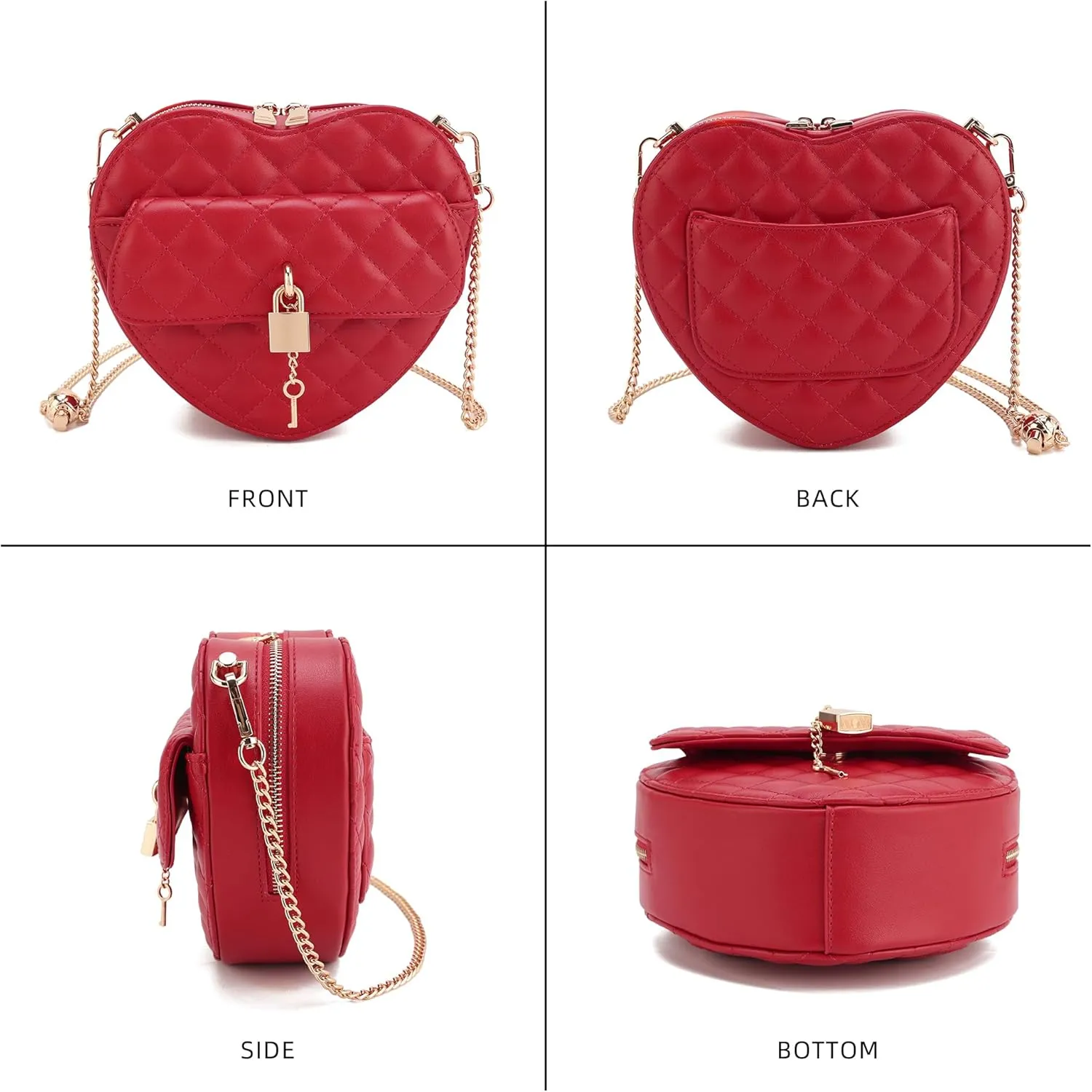 lola mae Heart Shape Satchel Crossbody Purse for women Zip Around Shoulder Bag