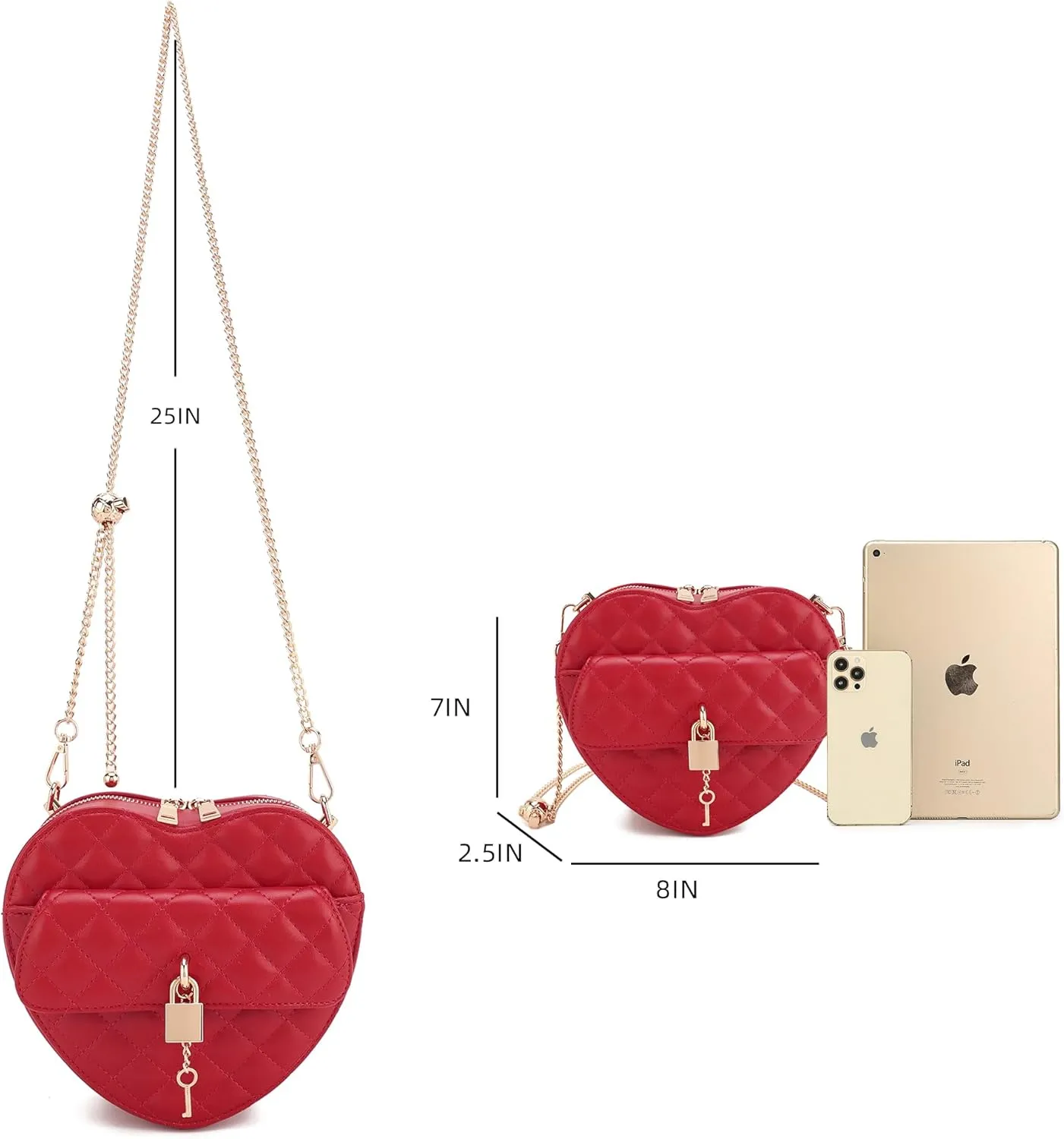 lola mae Heart Shape Satchel Crossbody Purse for women Zip Around Shoulder Bag