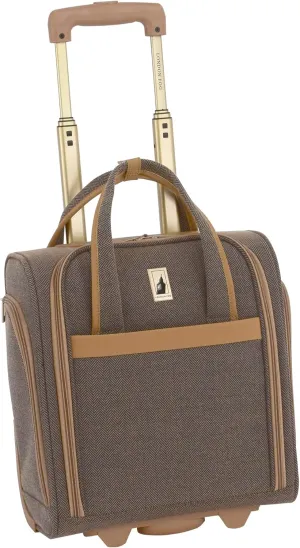 London Fog Kensington Navy Sand Herringbone 15" Verticle Under Seat Bag, 15 inch