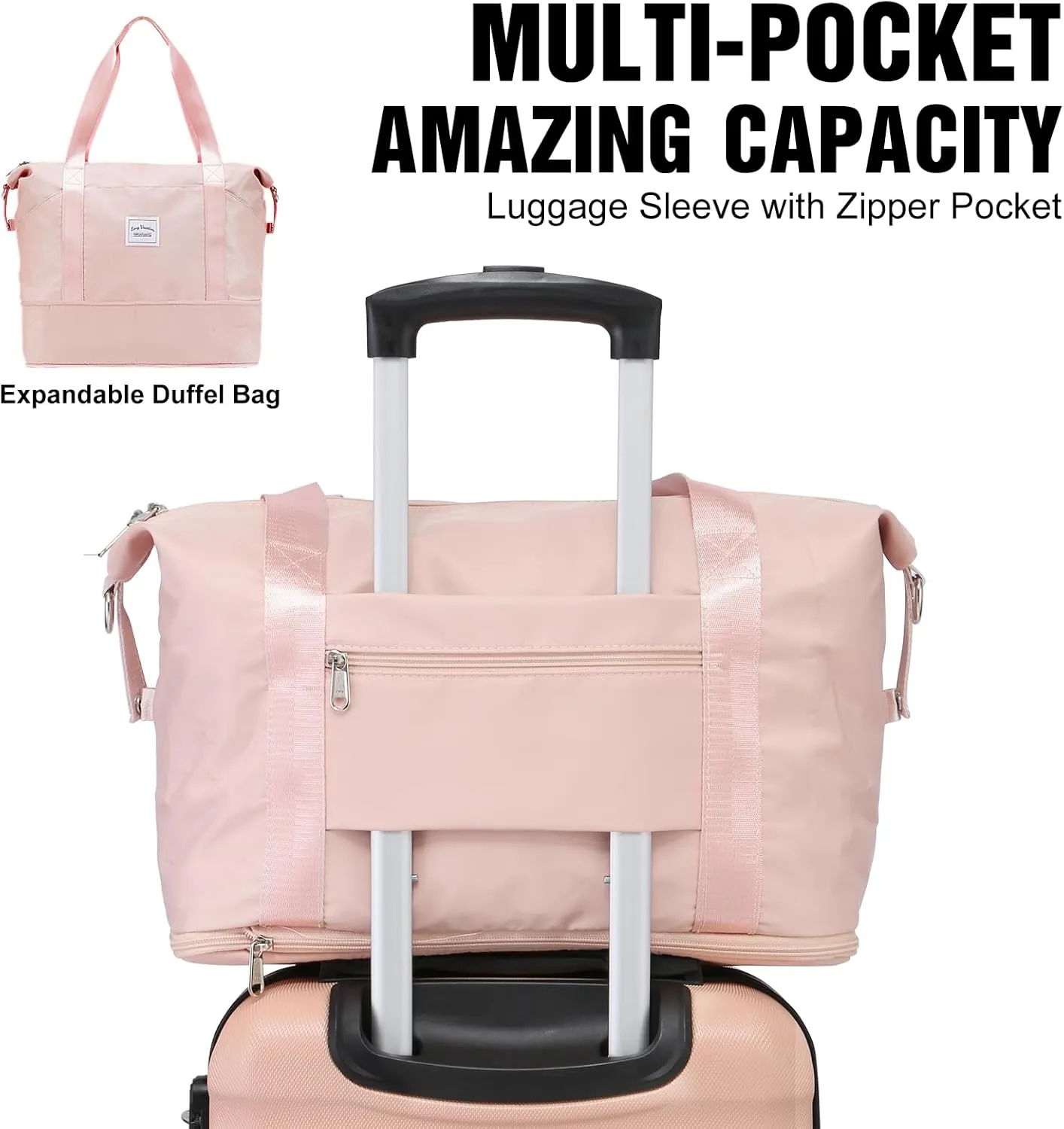 LONG VACATION 3 Piece Luggage Set 20 IN Carry on Suitcase ABS PC Handshell Luggage with Spinner Wheels & YKK Zipper TSA Lock (PINK, 20-Inch)