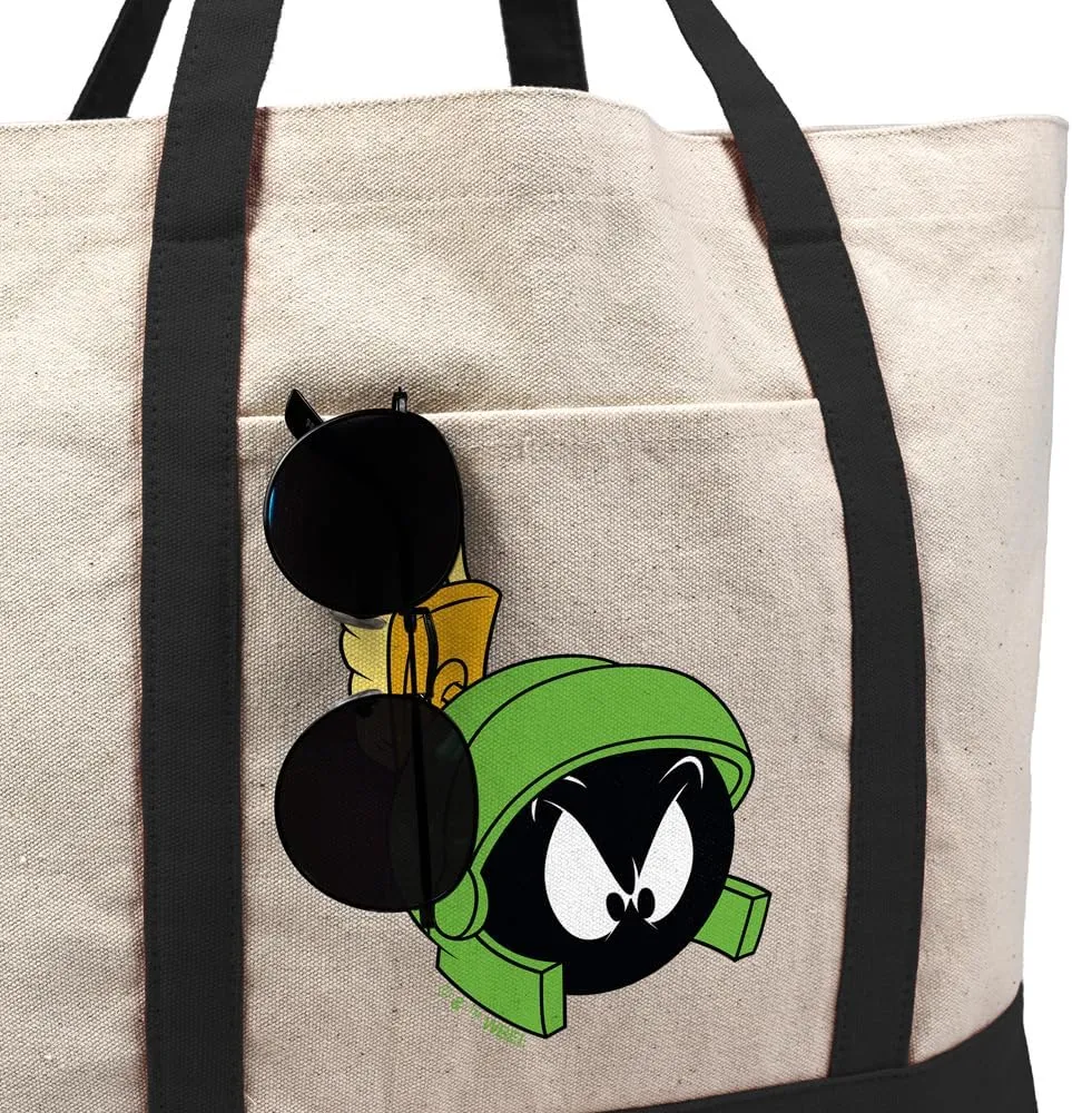 Looney Tunes Bugs Bunny, Tote Bag With External Pocket, Reusable Shoulder Bag for Shopping, Beach, Royal Collection