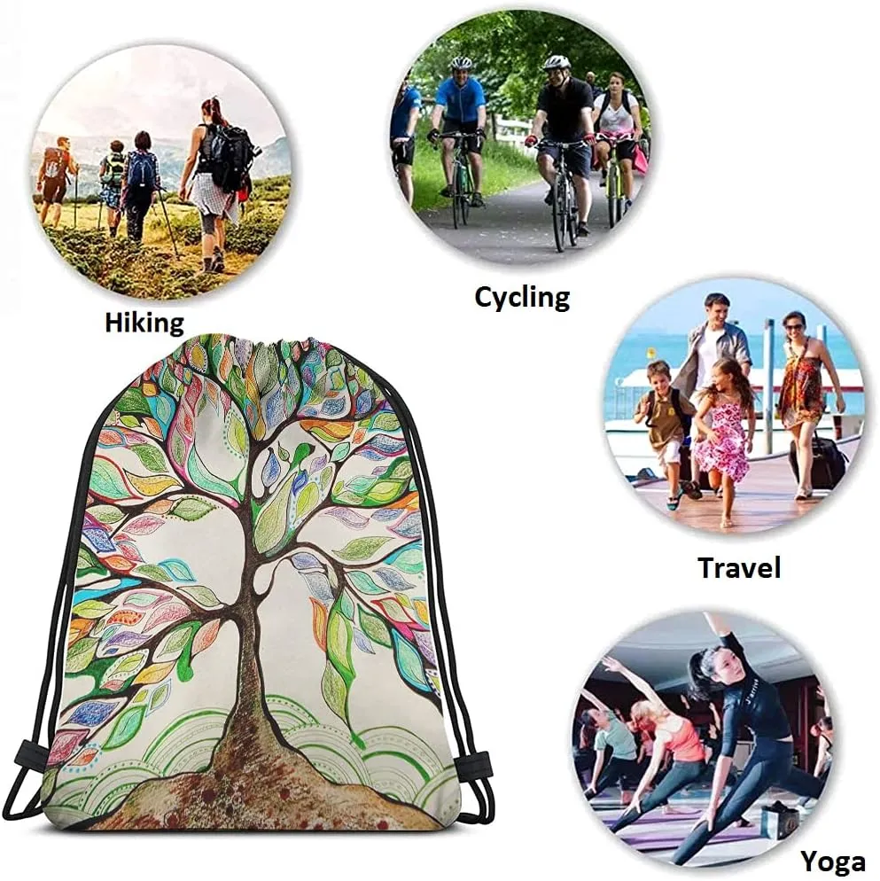 Love Tree Drawstring Bags Backpack Bag Rainbow Colorful Tree Leaves Season Life Beautiful Art Big Branch Spring Series Sport Gym Sack Drawstring Bag String Bag Yoga Bag for Men Women