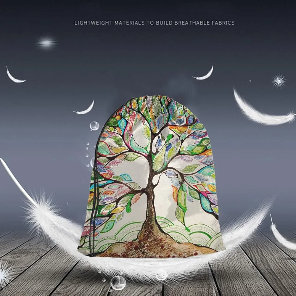 Love Tree Drawstring Bags Backpack Bag Rainbow Colorful Tree Leaves Season Life Beautiful Art Big Branch Spring Series Sport Gym Sack Drawstring Bag String Bag Yoga Bag for Men Women