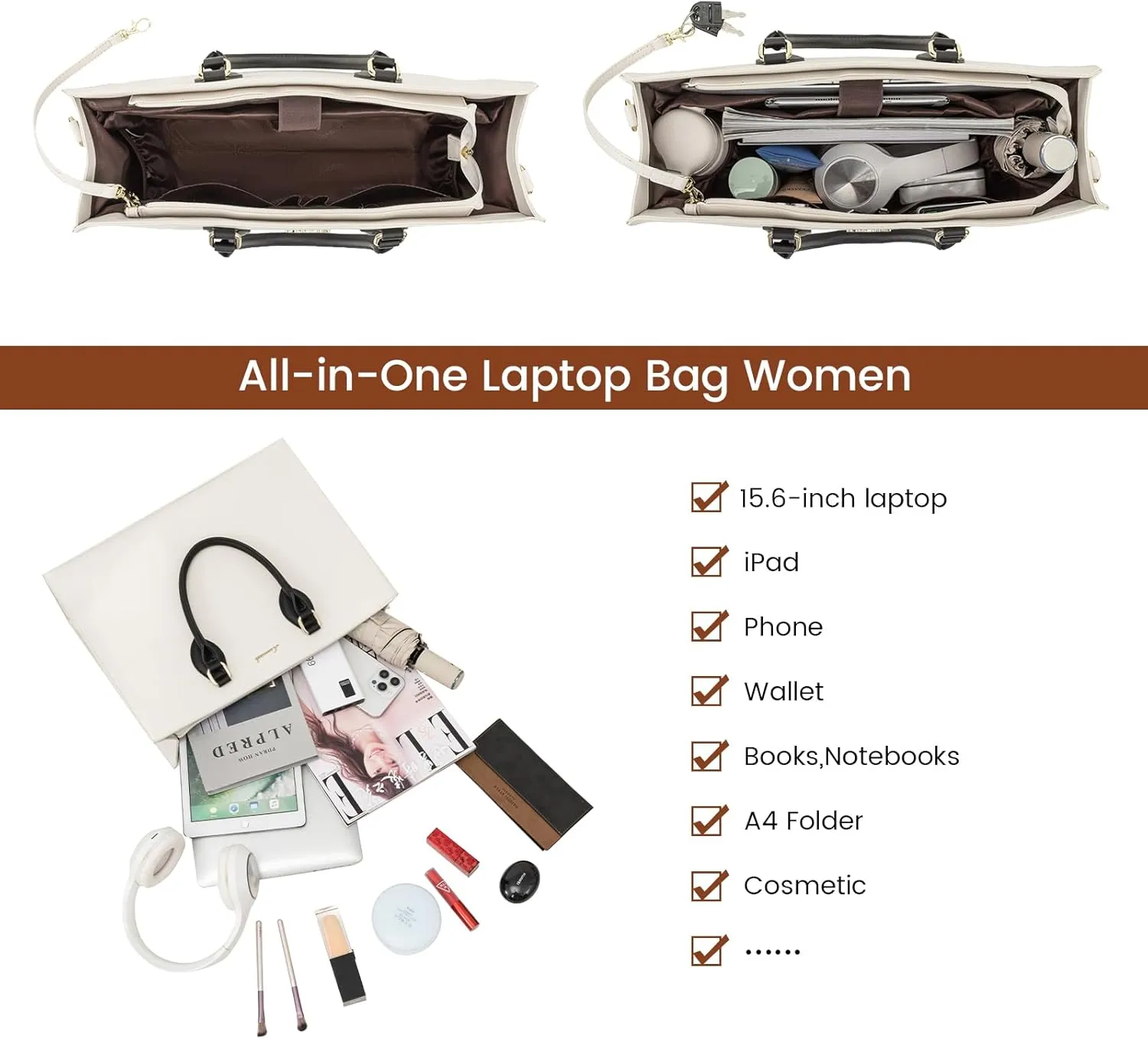 LOVEVOOK Women's 15.6 Inch Laptop Tote Briefcase Business Office Bag
