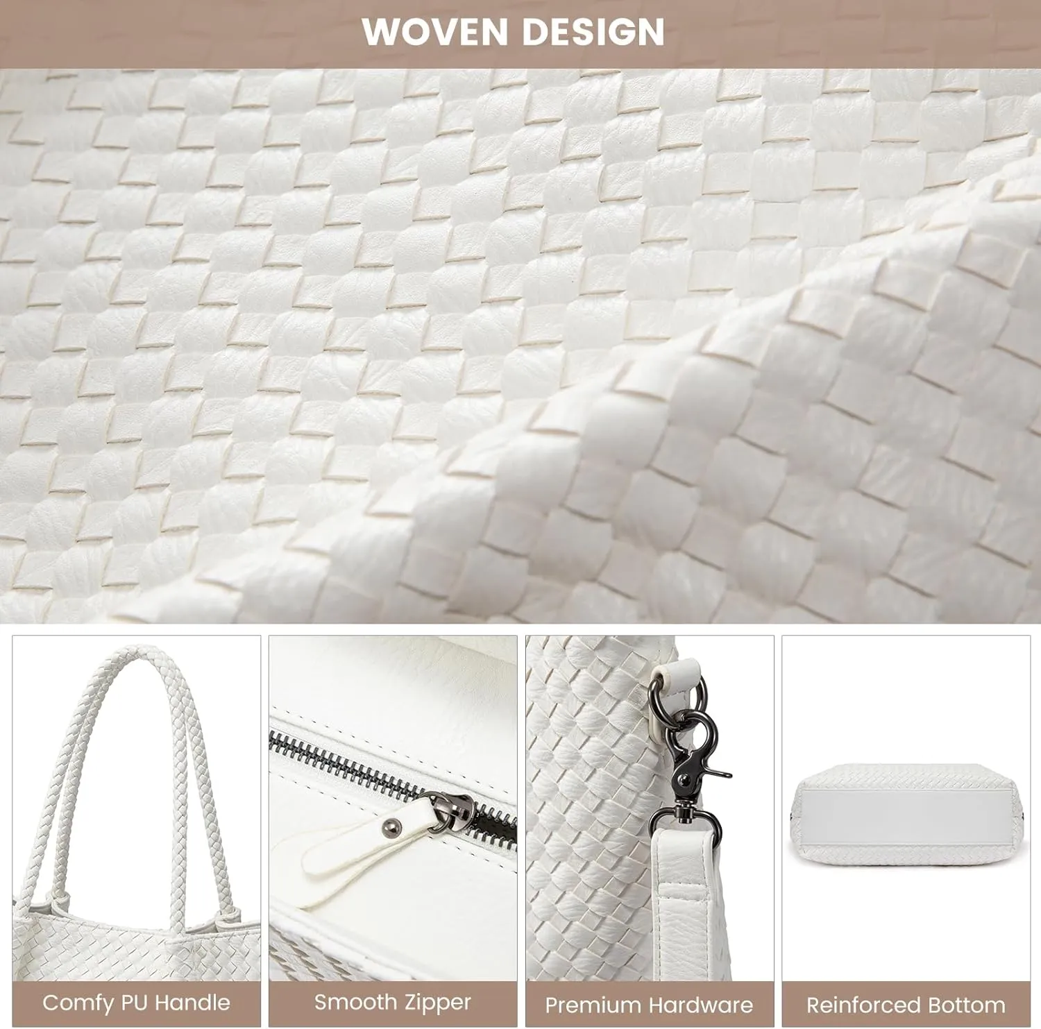 LOVEVOOK Woven Purse for Women Fashion Vegan Leather Tote Bag Womens Large Woven Bag for Summer Beach