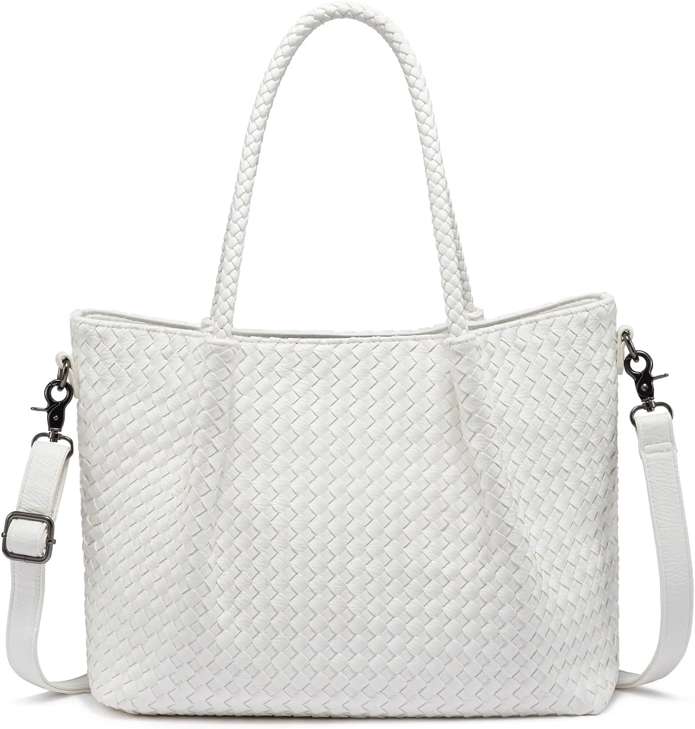 LOVEVOOK Woven Purse for Women Fashion Vegan Leather Tote Bag Womens Large Woven Bag for Summer Beach