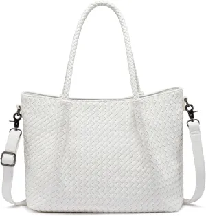 LOVEVOOK Woven Purse for Women Fashion Vegan Leather Tote Bag Womens Large Woven Bag for Summer Beach