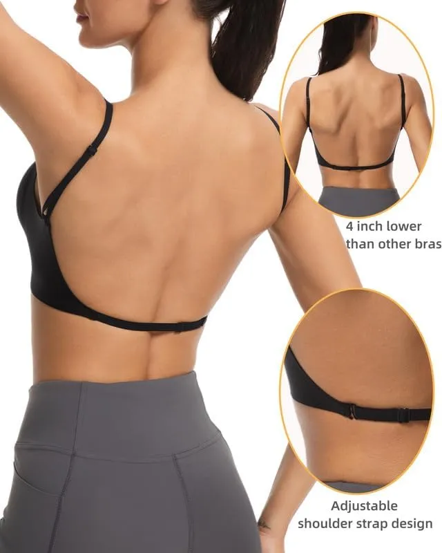 Low Back Push Up Bra Seamless Wirefree Comfort Padded Bralette Backless Convertible Support Bras