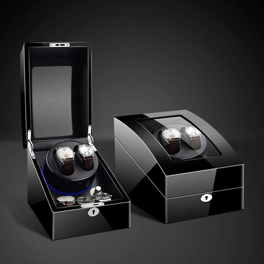 Luxury Automatic Watch Winder 2 3 Storage Boxes Wooden with LED Light Quiet Motor for 5 Watches
