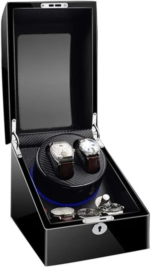 Luxury Automatic Watch Winder 2 3 Storage Boxes Wooden with LED Light Quiet Motor for 5 Watches