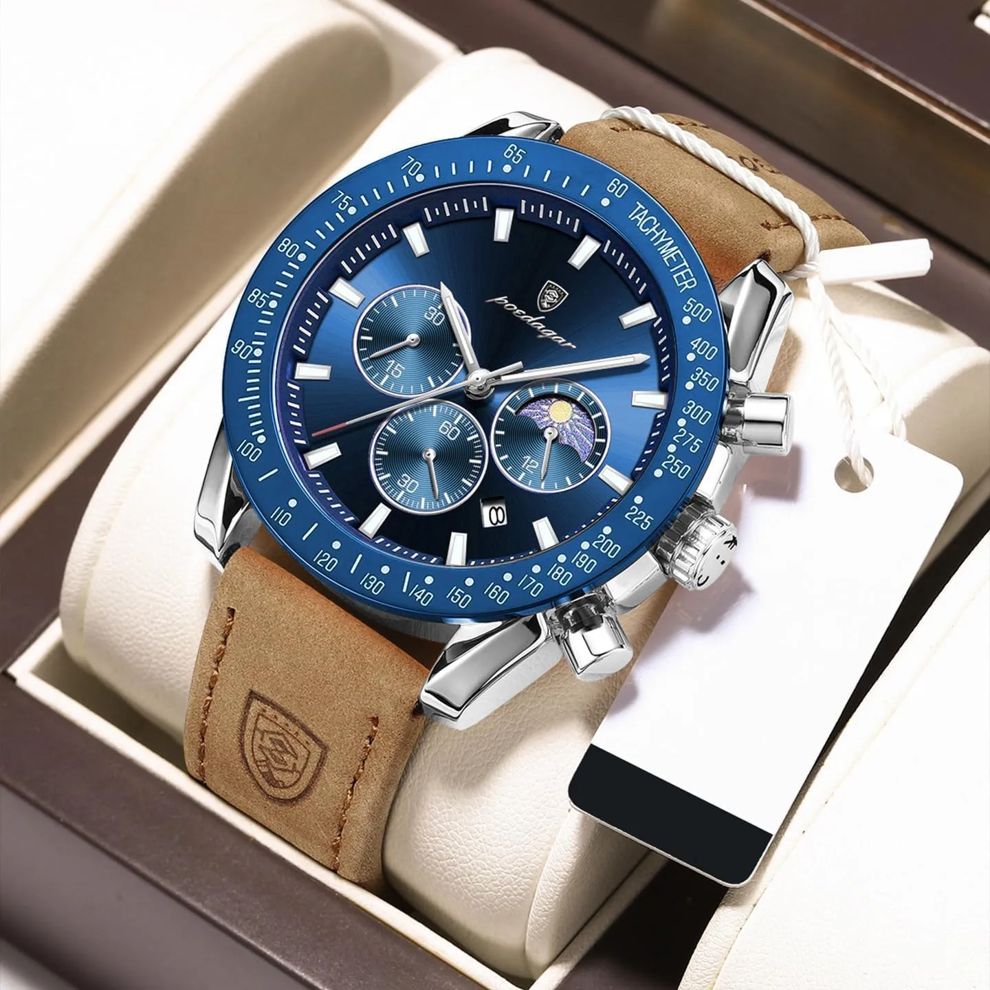 Luxury Men Watch for Man Business Waterproof Luminous Date Chronograph Leather Watches Quartz Male Clocks