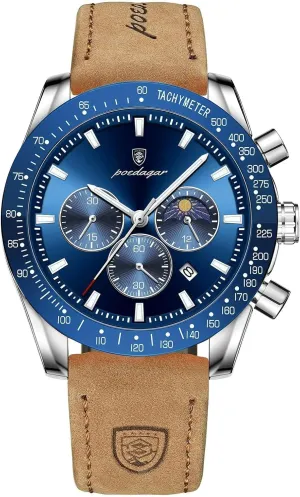 Luxury Men Watch for Man Business Waterproof Luminous Date Chronograph Leather Watches Quartz Male Clocks