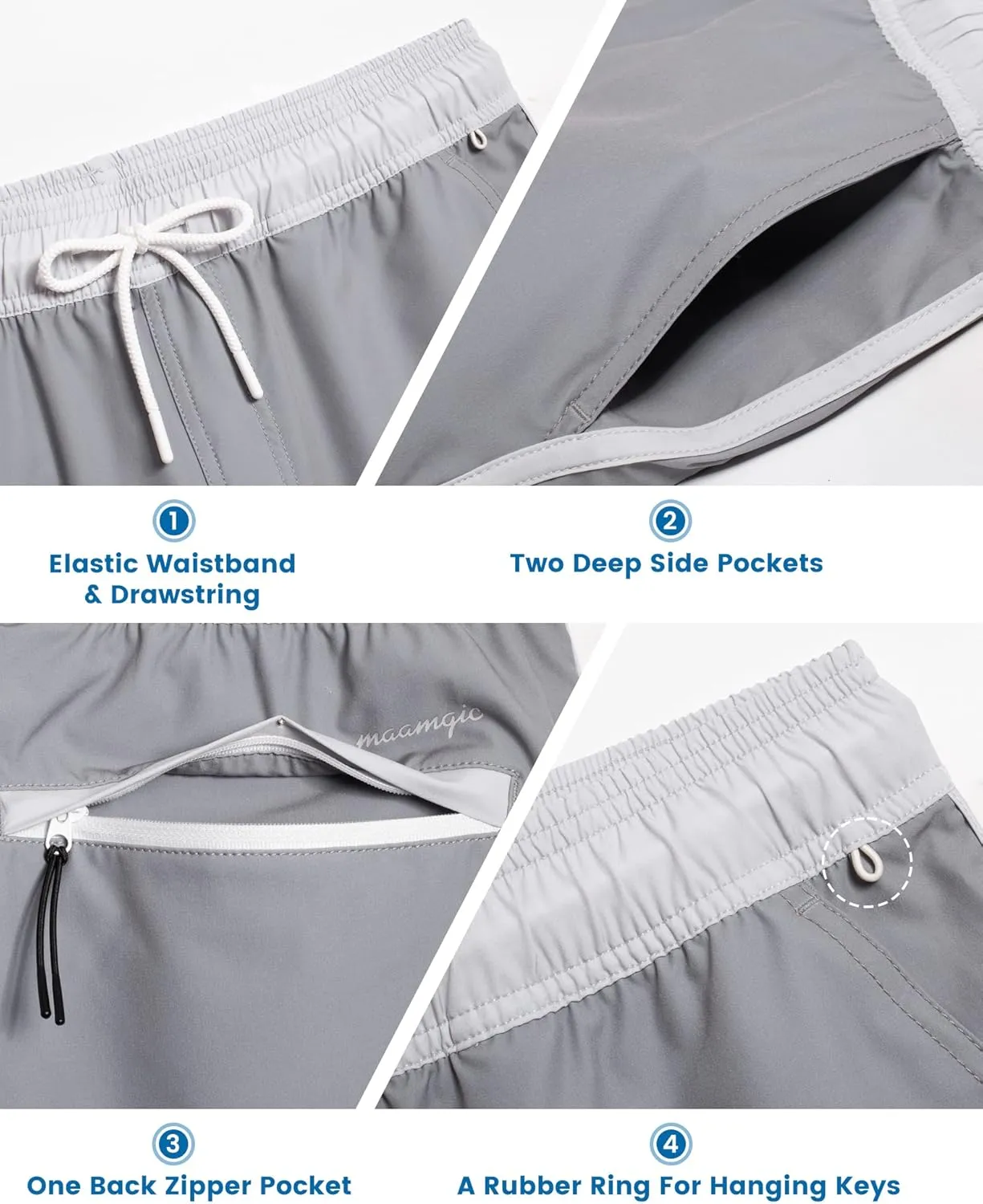 maamgic Workout Shorts for Men 5 Inch Gym Running Shorts Mens Stretch Quick Dry Athletic Shorts with Mesh Pockets